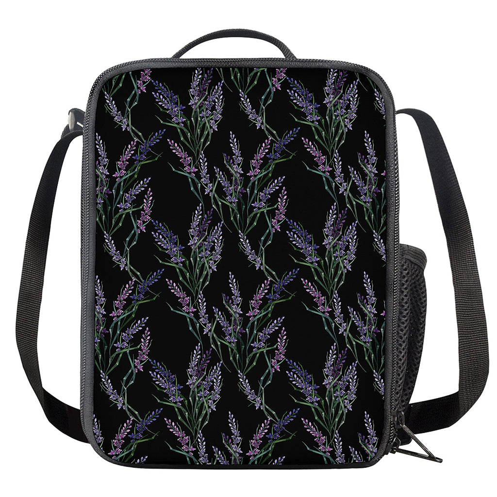 Embroidery Lavender Pattern Print Crossbody Lunch Bag