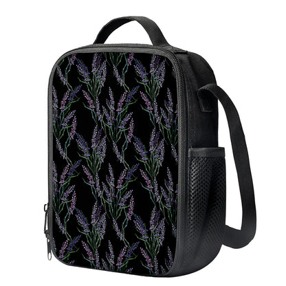 Embroidery Lavender Pattern Print Crossbody Lunch Bag