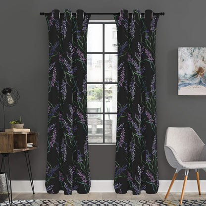 Embroidery Lavender Pattern Print Curtain