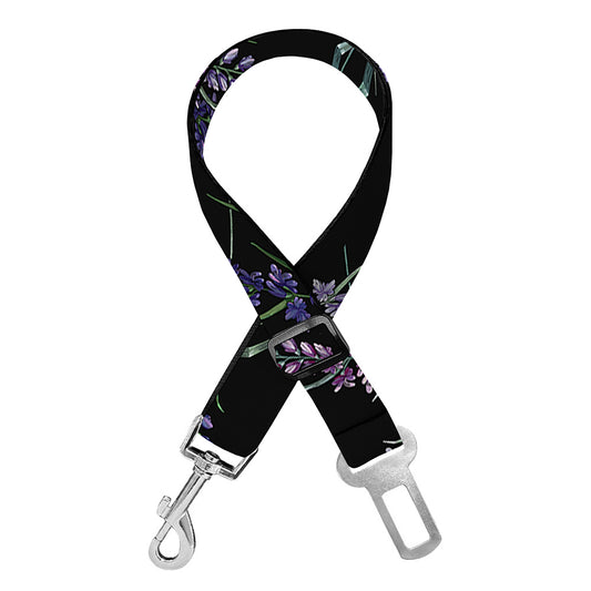Embroidery Lavender Pattern Print Dog Seat Belt