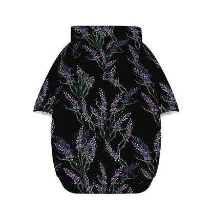 Embroidery Lavender Pattern Print Dog Zip Up Hoodie
