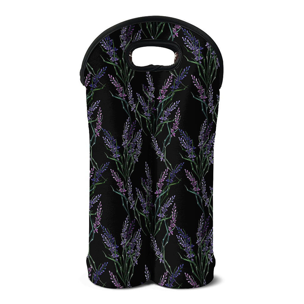 Embroidery Lavender Pattern Print Double Neoprene Wine Tote