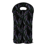 Embroidery Lavender Pattern Print Double Neoprene Wine Tote