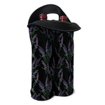 Embroidery Lavender Pattern Print Double Neoprene Wine Tote