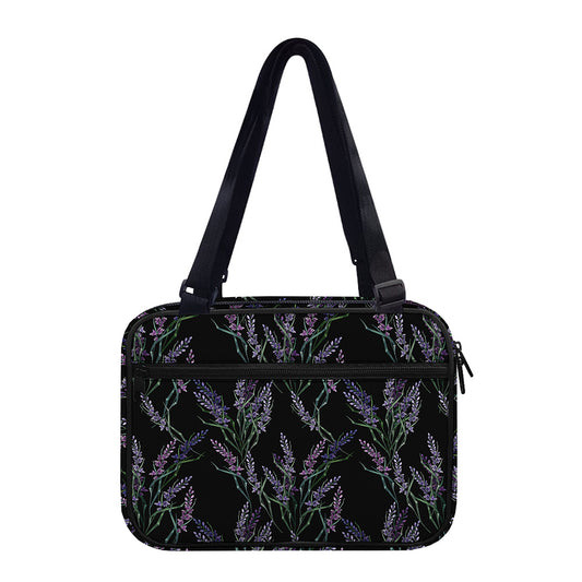 Embroidery Lavender Pattern Print Double Strap Bible Bag
