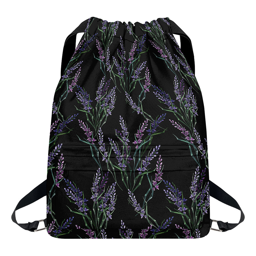 Embroidery Lavender Pattern Print Drawstring Backpack