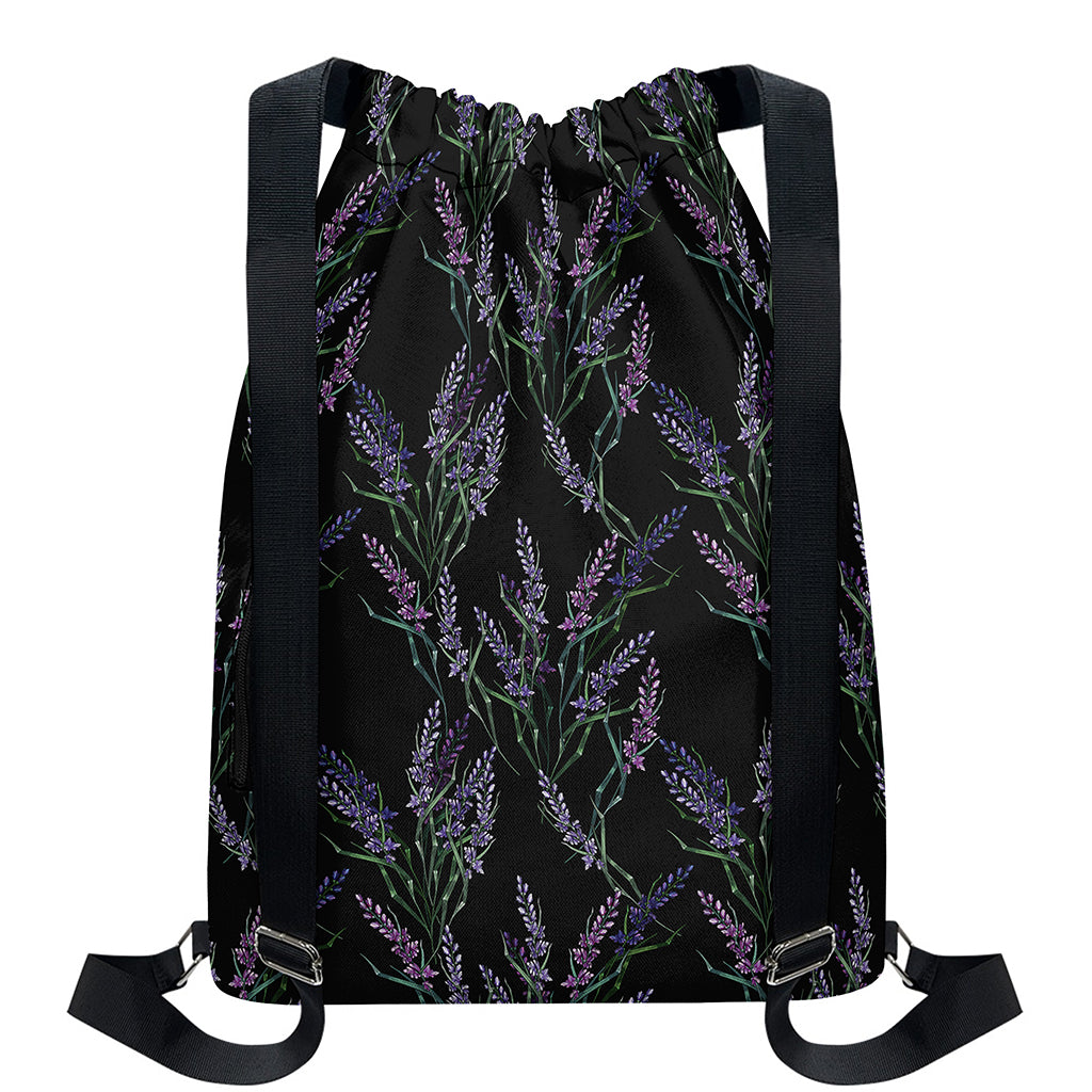 Embroidery Lavender Pattern Print Drawstring Backpack