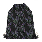 Embroidery Lavender Pattern Print Drawstring Bag