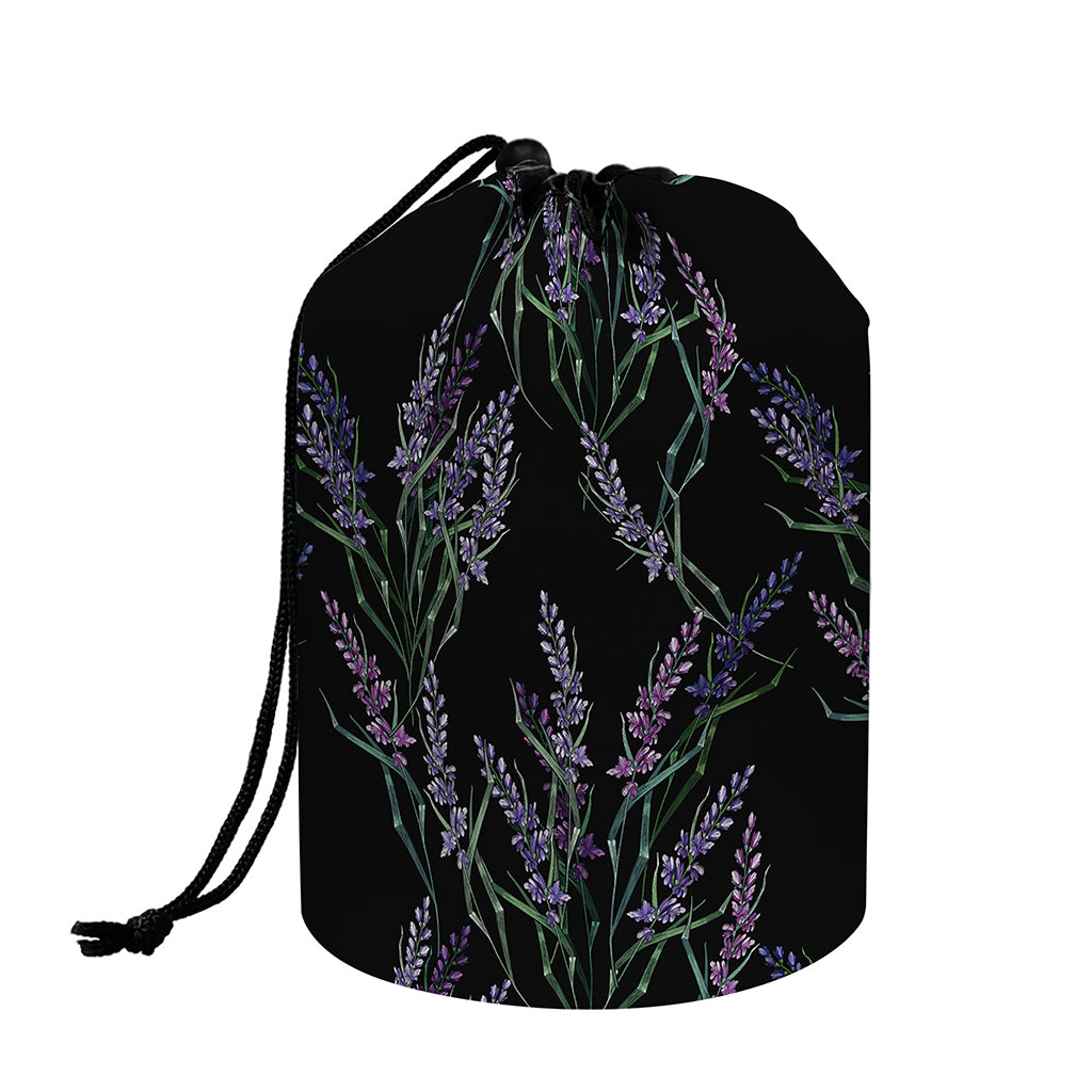 Embroidery Lavender Pattern Print Drawstring Makeup Bag