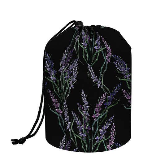 Embroidery Lavender Pattern Print Drawstring Makeup Bag