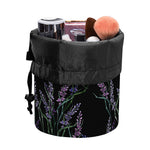 Embroidery Lavender Pattern Print Drawstring Makeup Bag