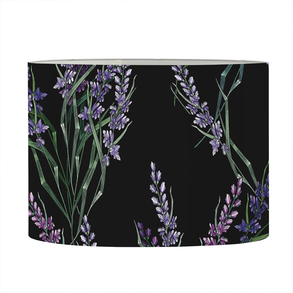 Embroidery Lavender Pattern Print Drum Lamp Shade