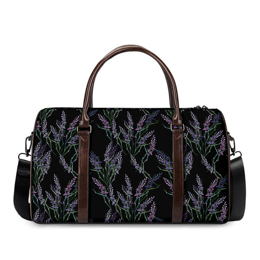 Embroidery Lavender Pattern Print Duffle Bag