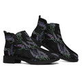 Embroidery Lavender Pattern Print Flat Ankle Boots