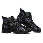 Embroidery Lavender Pattern Print Flat Ankle Boots