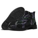Embroidery Lavender Pattern Print Flat Ankle Boots