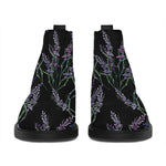 Embroidery Lavender Pattern Print Flat Ankle Boots