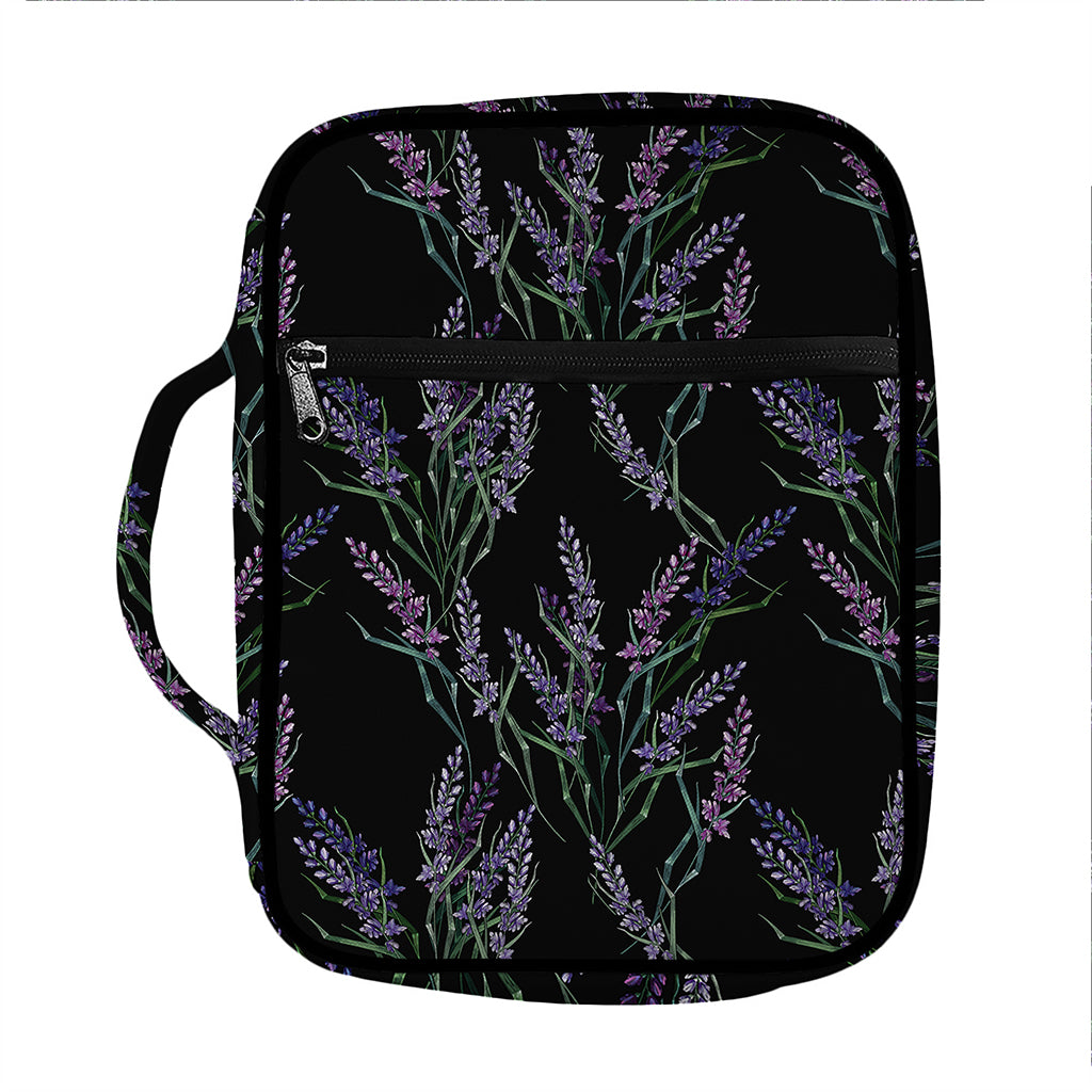 Embroidery Lavender Pattern Print Front Pocket Bible Bag