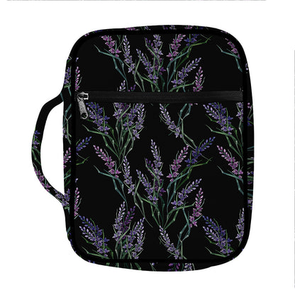 Embroidery Lavender Pattern Print Front Pocket Bible Bag