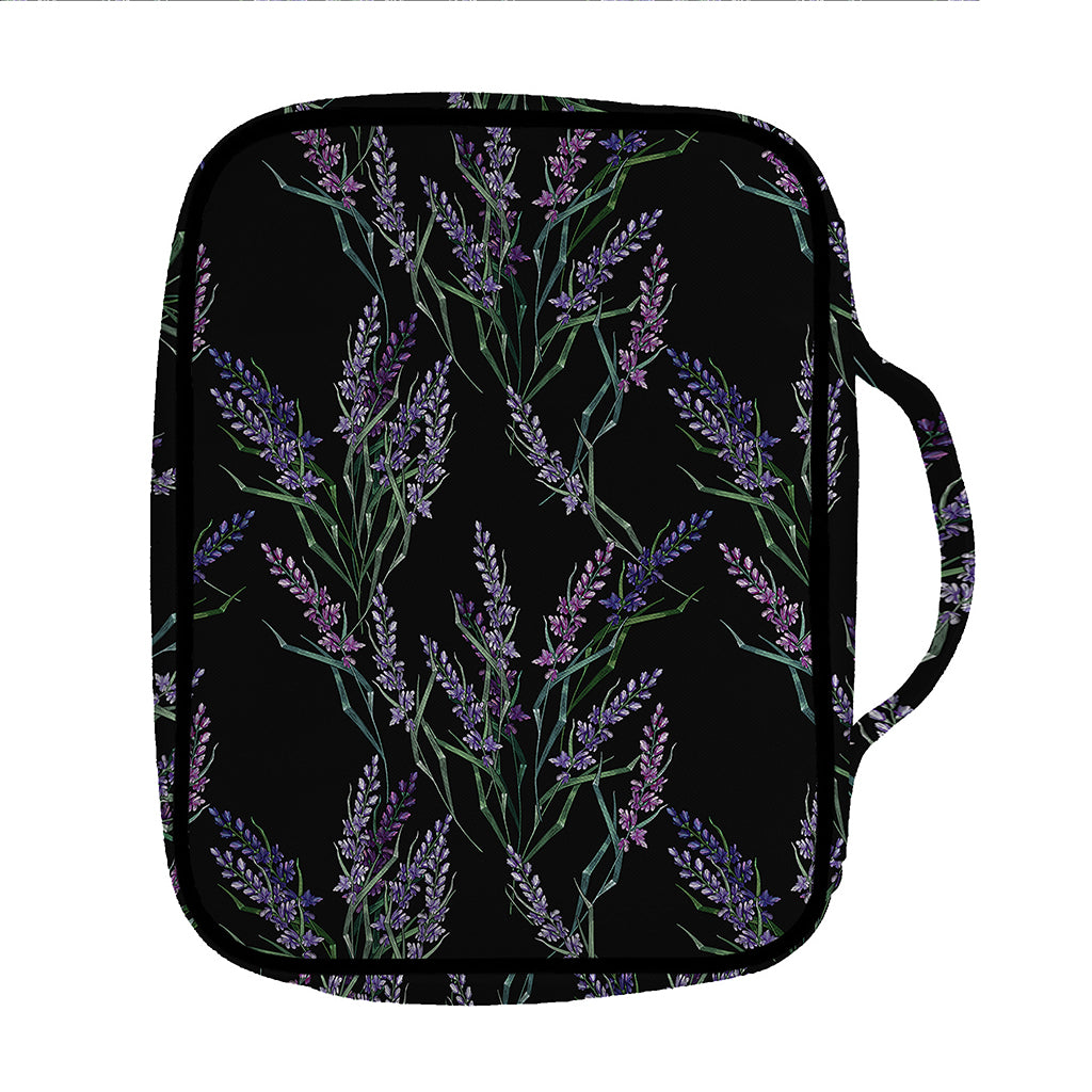 Embroidery Lavender Pattern Print Front Pocket Bible Bag