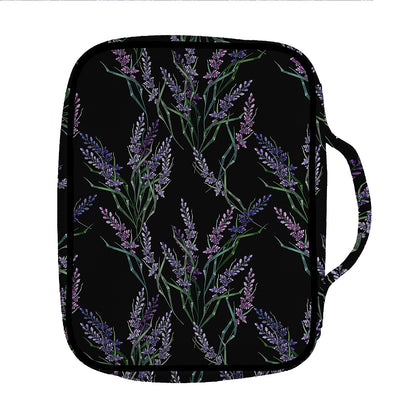 Embroidery Lavender Pattern Print Front Pocket Bible Bag