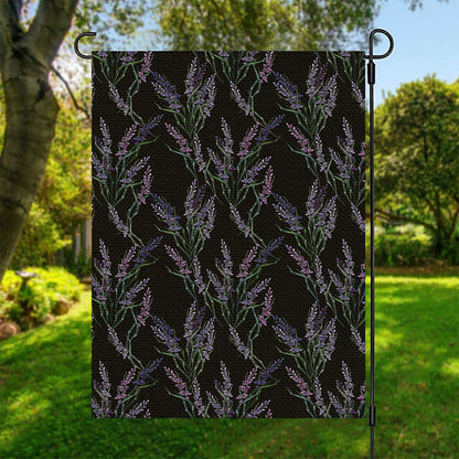 Embroidery Lavender Pattern Print Garden Flag