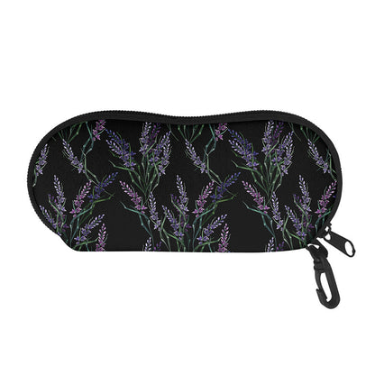 Embroidery Lavender Pattern Print Glasses Case