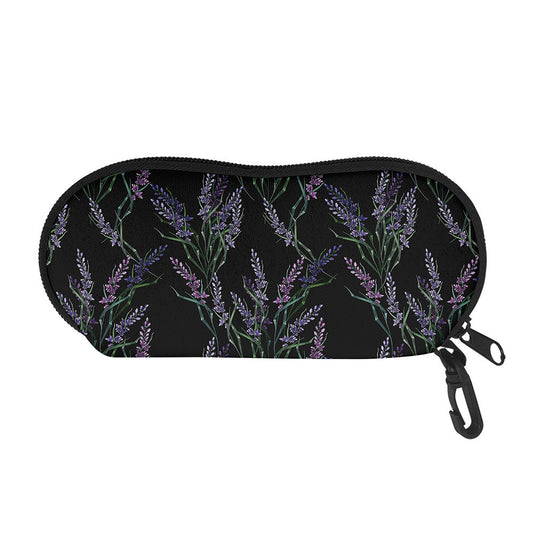 Embroidery Lavender Pattern Print Glasses Case