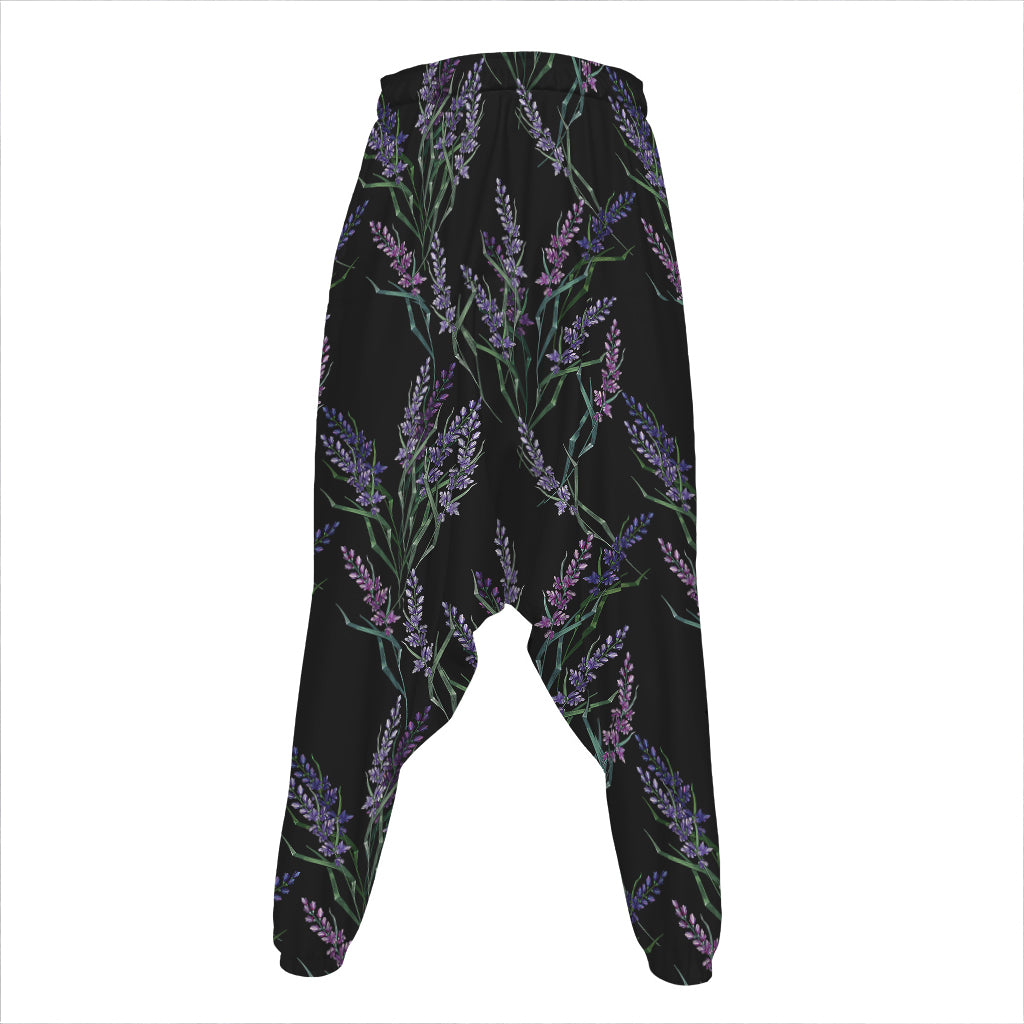 Embroidery Lavender Pattern Print Hammer Pants