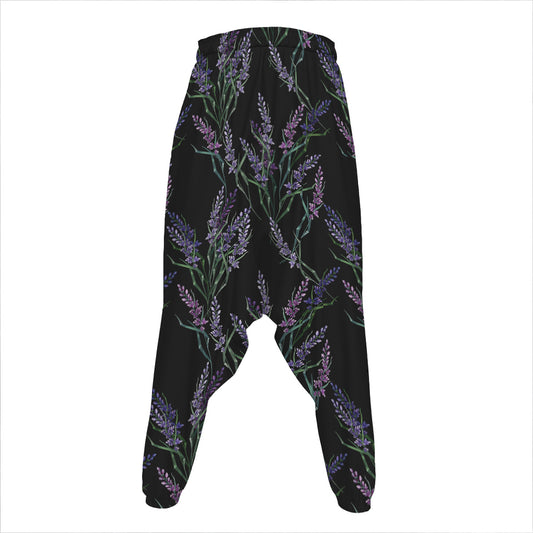 Embroidery Lavender Pattern Print Hammer Pants