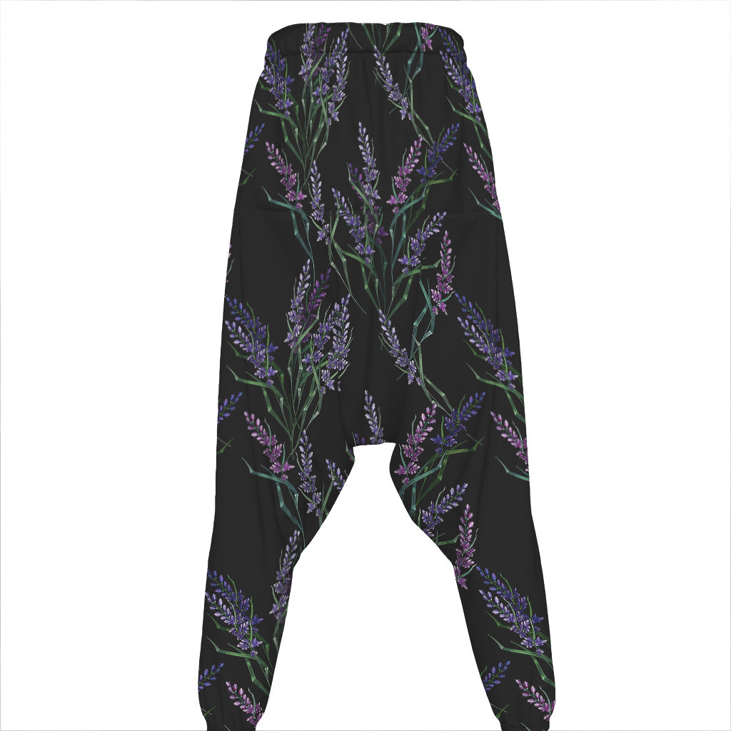 Embroidery Lavender Pattern Print Hammer Pants