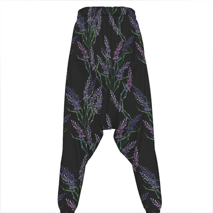Embroidery Lavender Pattern Print Hammer Pants