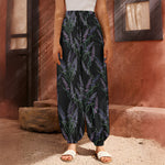 Embroidery Lavender Pattern Print Harem Pants