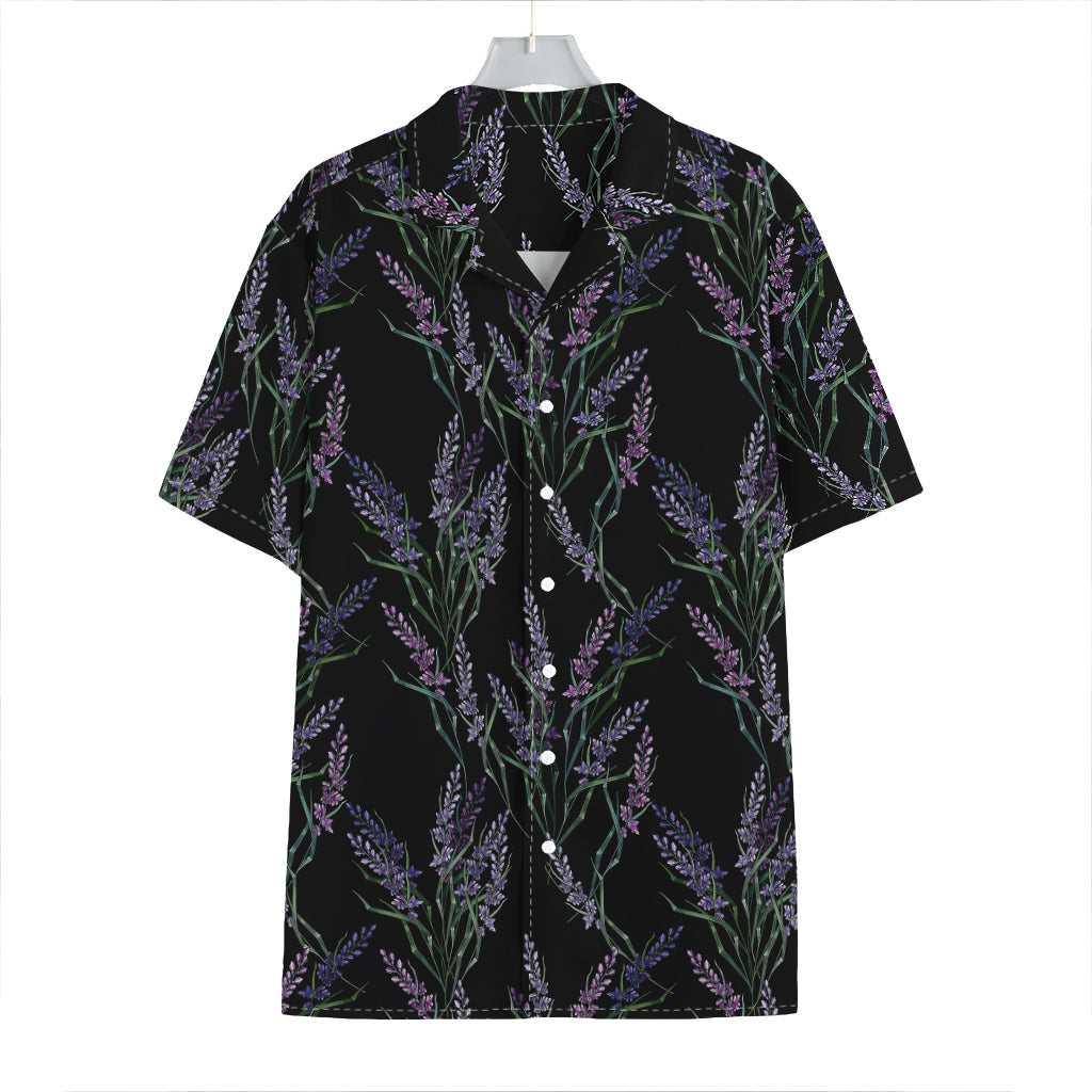 Embroidery Lavender Pattern Print Hawaiian Shirt