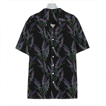 Embroidery Lavender Pattern Print Hawaiian Shirt