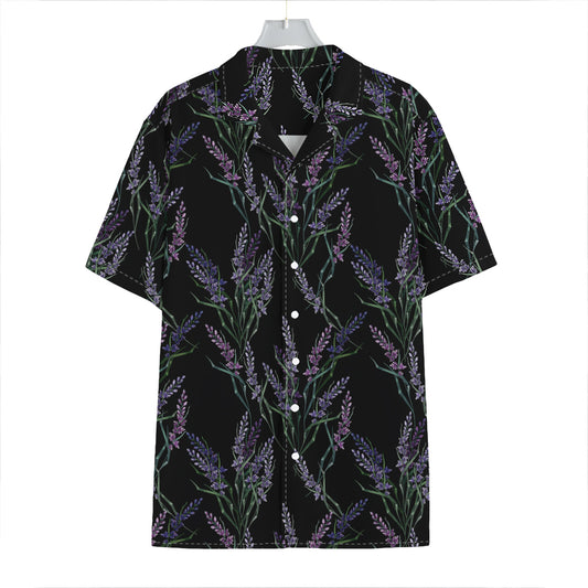 Embroidery Lavender Pattern Print Hawaiian Shirt