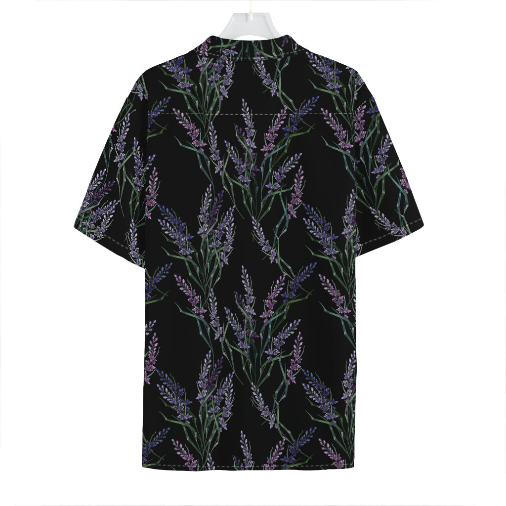 Embroidery Lavender Pattern Print Hawaiian Shirt