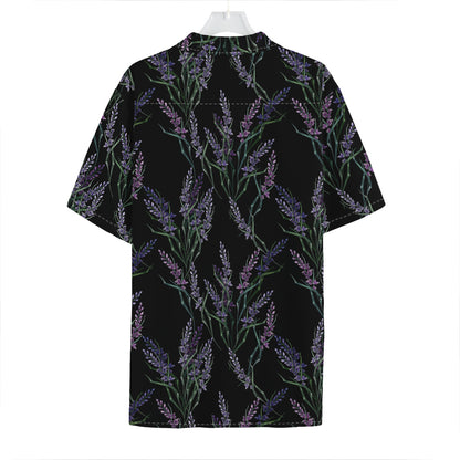 Embroidery Lavender Pattern Print Hawaiian Shirt