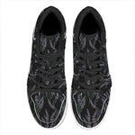 Embroidery Lavender Pattern Print High Top Leather Sneakers