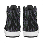 Embroidery Lavender Pattern Print High Top Leather Sneakers