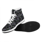 Embroidery Lavender Pattern Print High Top Leather Sneakers