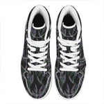 Embroidery Lavender Pattern Print High Top Leather Sneakers