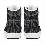 Embroidery Lavender Pattern Print High Top Leather Sneakers