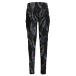 Embroidery Lavender Pattern Print High-Waisted Pocket Leggings