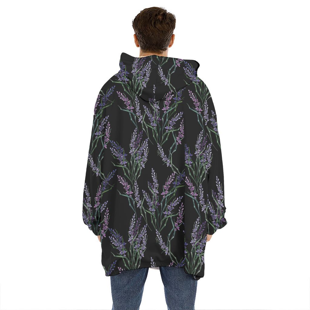 Embroidery Lavender Pattern Print Hoodie Blanket