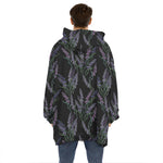 Embroidery Lavender Pattern Print Hoodie Blanket