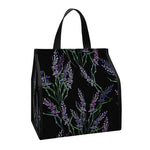 Embroidery Lavender Pattern Print Insulated Lunch Tote