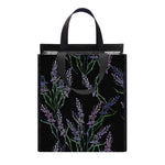 Embroidery Lavender Pattern Print Insulated Lunch Tote