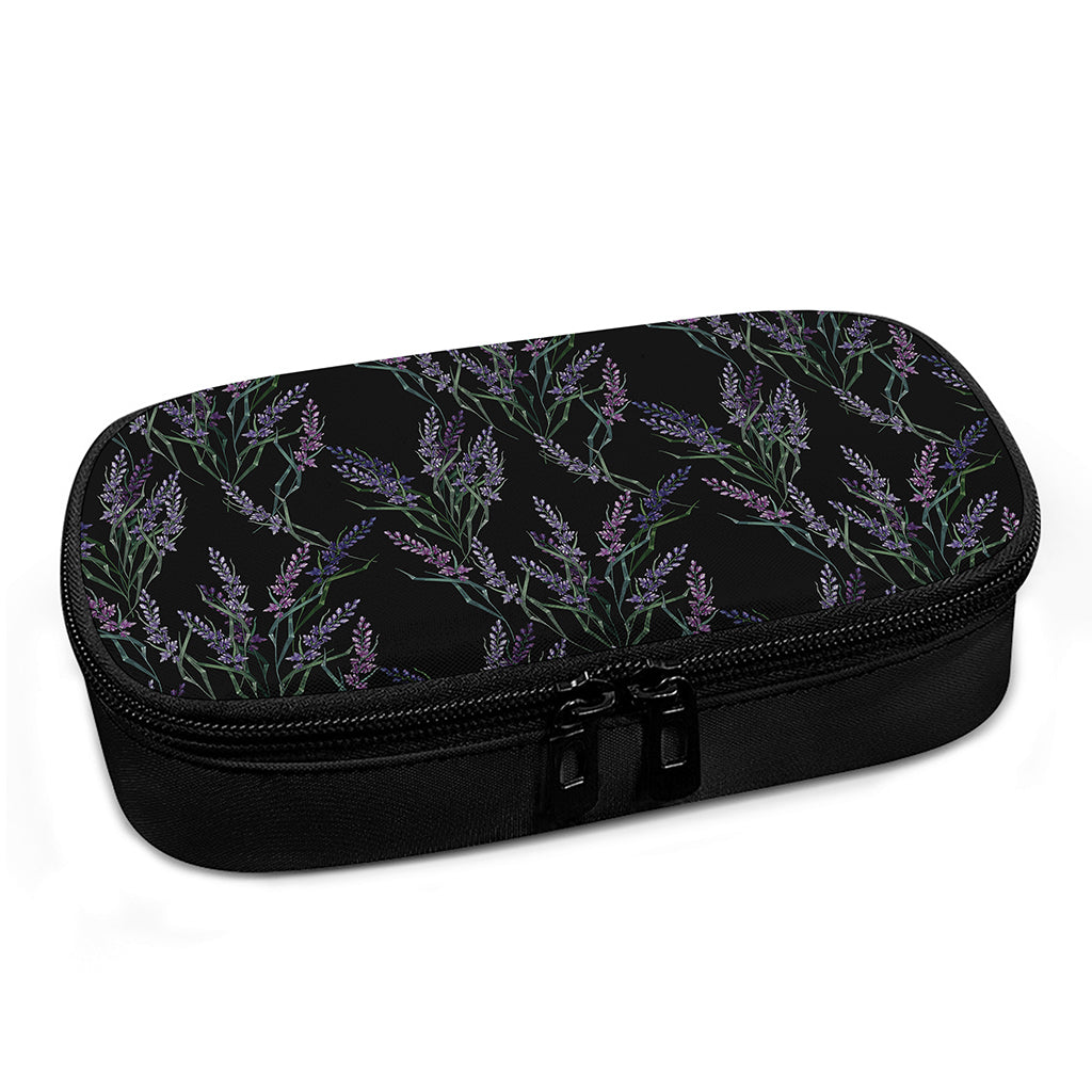 Embroidery Lavender Pattern Print Insulin Cooler Travel Case