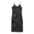 Embroidery Lavender Pattern Print Jersey Midi Cami Dress